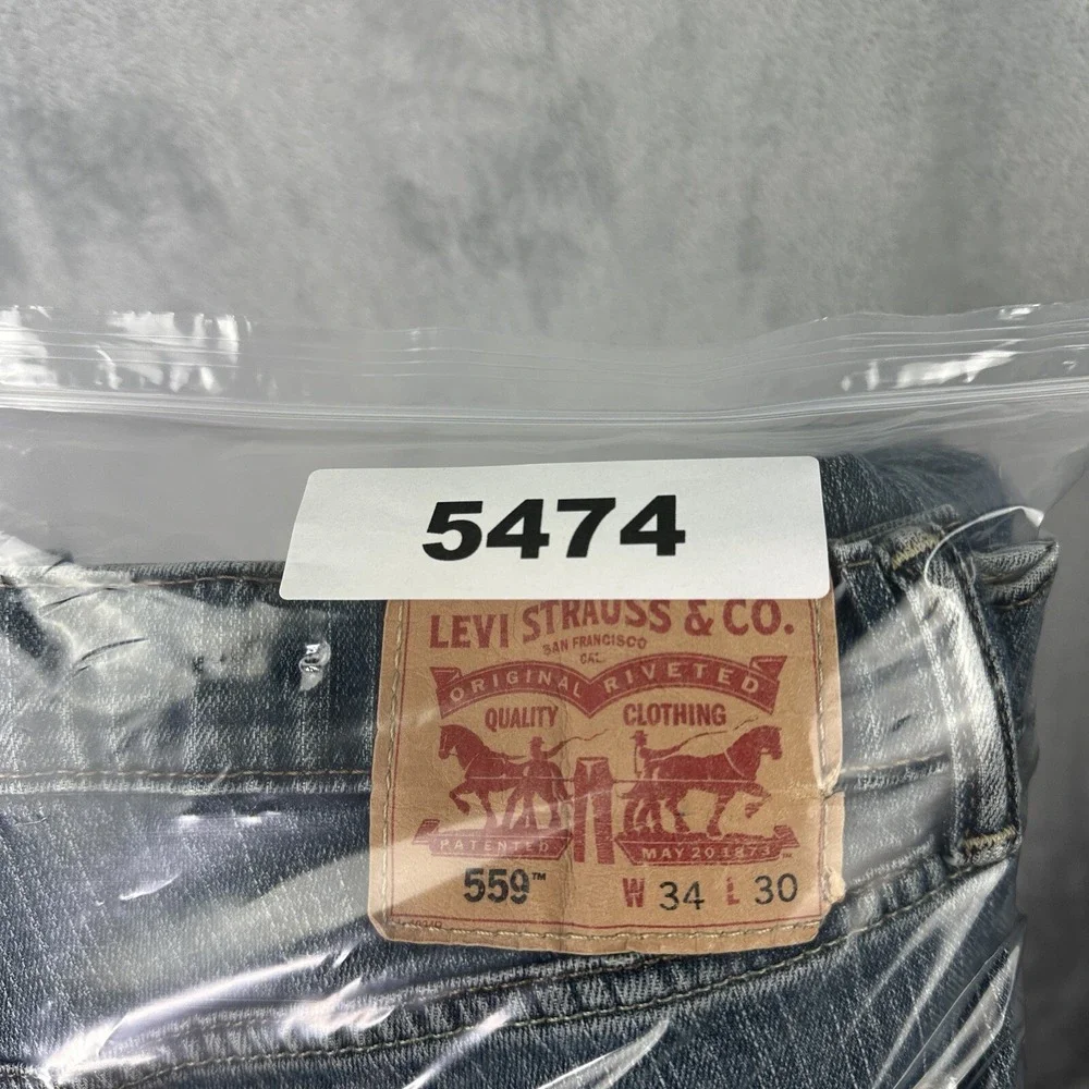 Levi's 559 Men's Blue Stretch Jeans Size 34x30 Relaxed Fit Denim‎